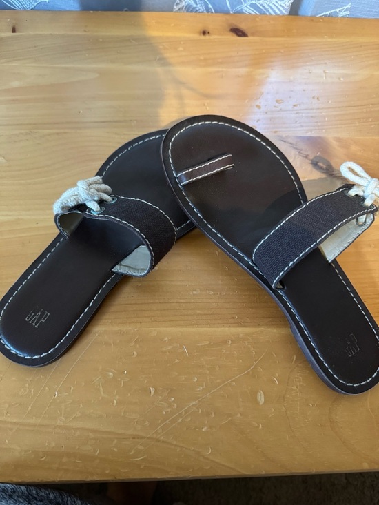 GAP Shoes - GAP Dark Brown Rope-Detail Slide Sandals